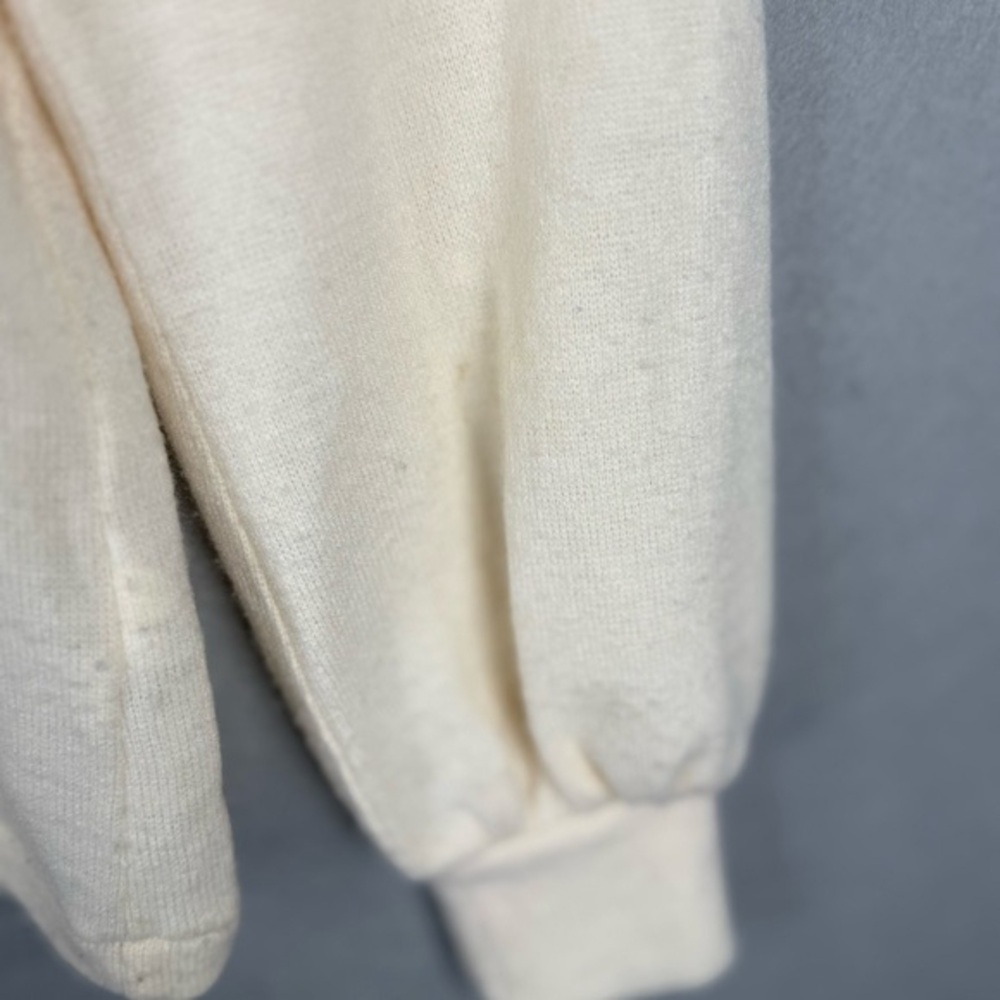 Madewell Cream Women's Crew Neck Puff Sleeve Sweater XS Alpaca and Merino Wool - Picture 4 of 7